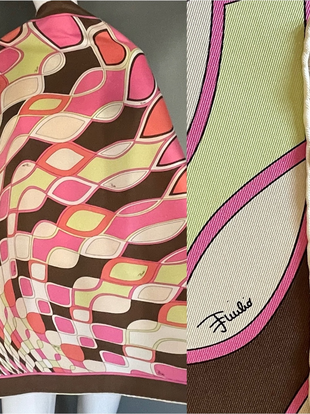Beautiful Emilio Pucci Silk Scarf 34 Inches Sq Excellent Condition